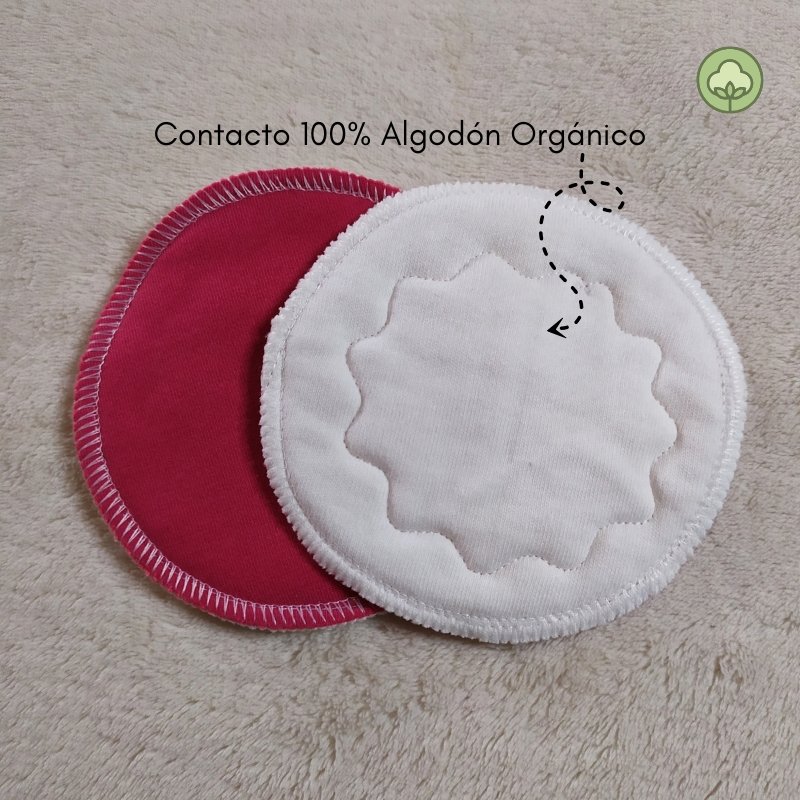 Protectores Mamarios Puro Algodón - Contacto de Algodón Orgánico (Fucsia) - Imagen 2
